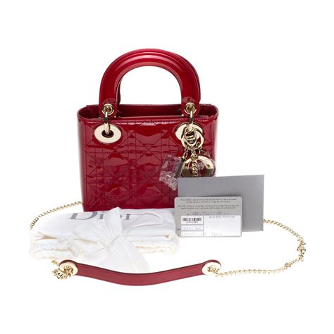 lady dior mini red patent|lady dior patent leather.